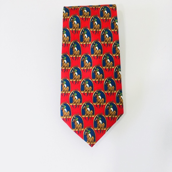 🎏HP🎏 SILK TIE MICHELSONS TONES OF RED NAVY BLUE - Picture 1 of 5
